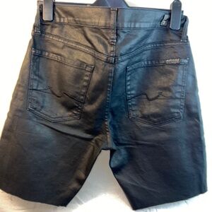 7 For All Mankind - Slimmy - Cut Off Shorts - Men's Size 32 - Coated Black Denim